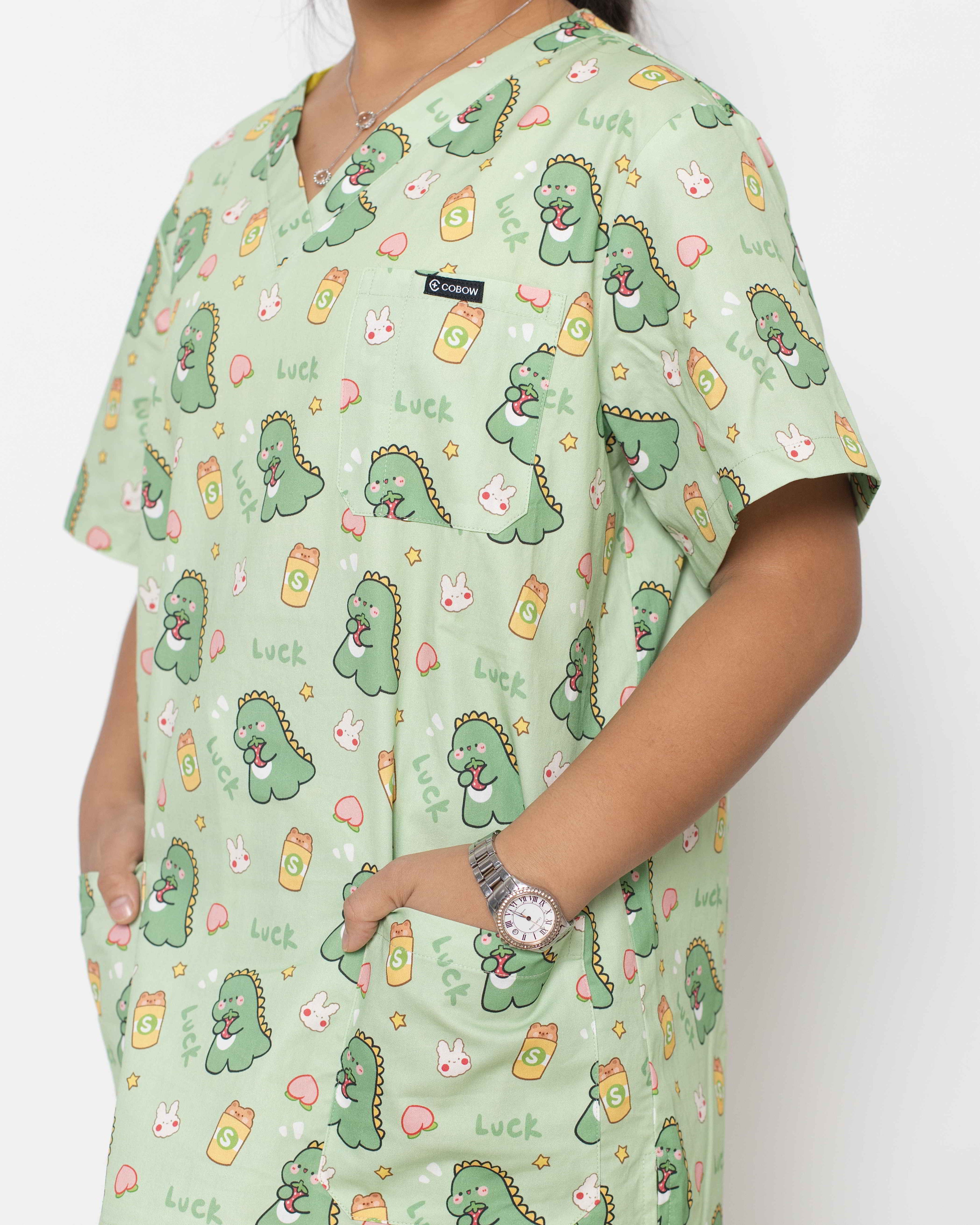 Lucky Dino Scrubs Set