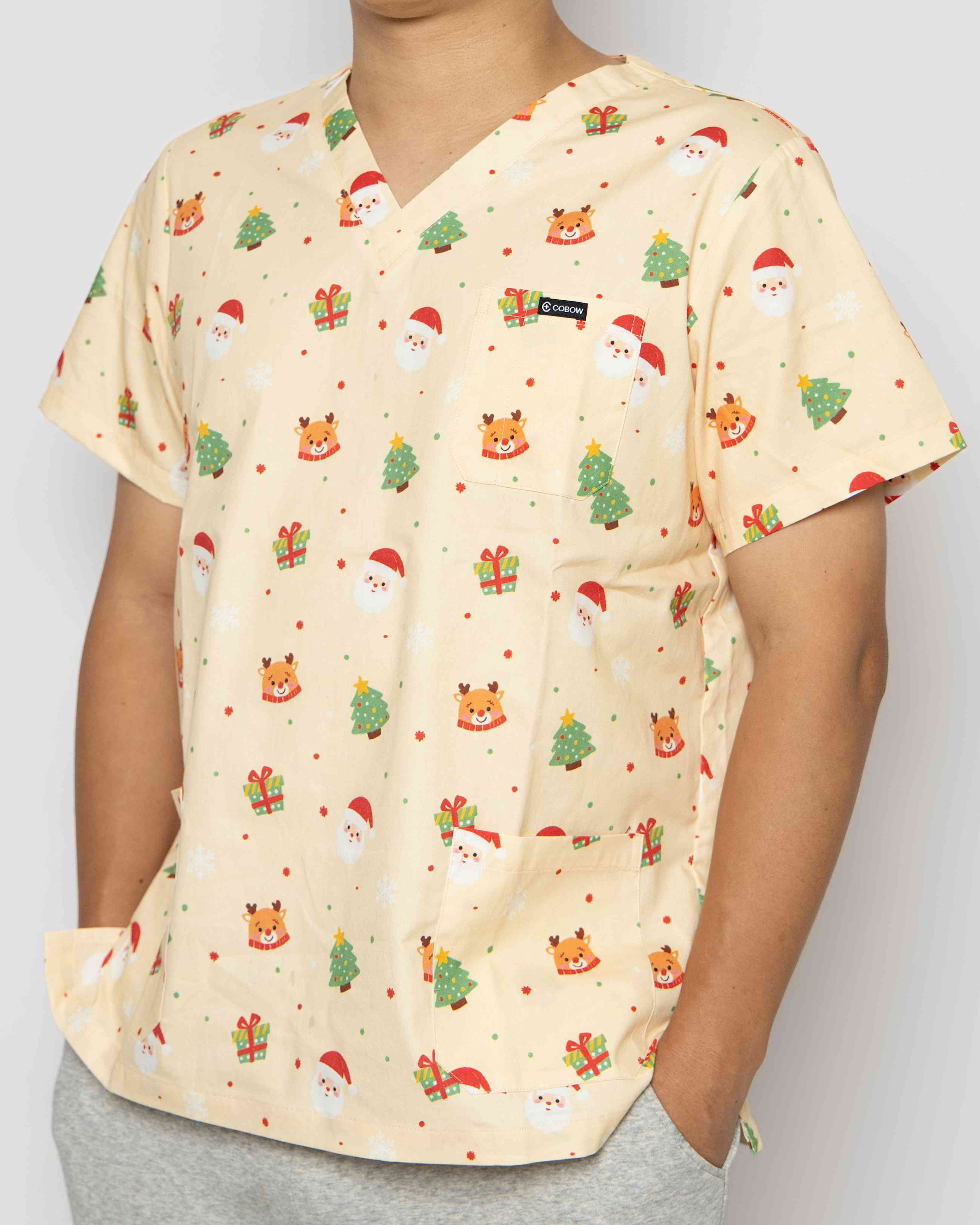 Merry Christmas Santa Scrub Top