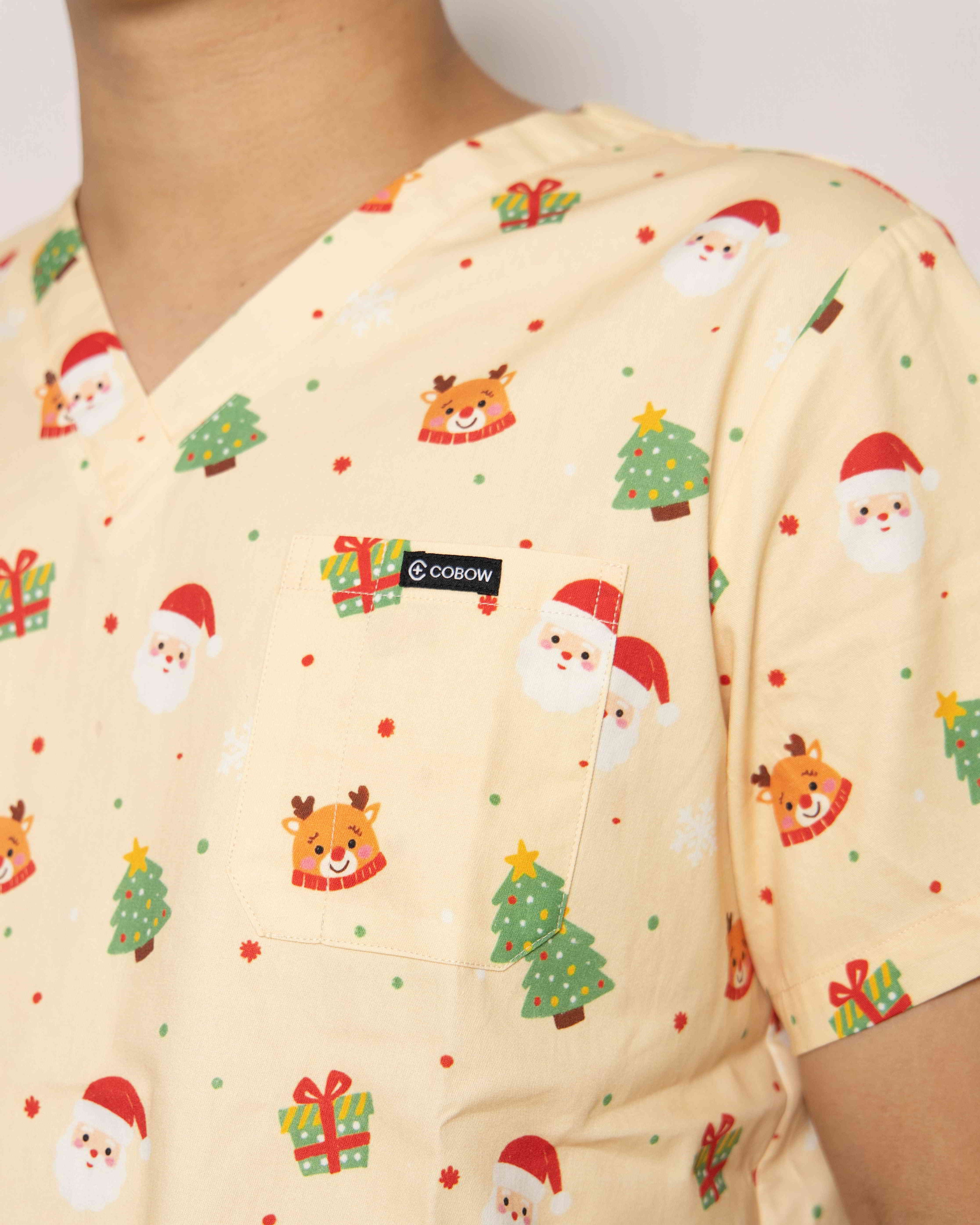 Merry Christmas Santa Scrub Top