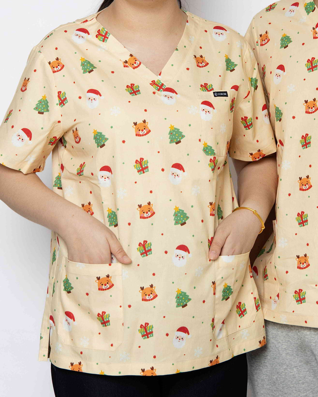 Merry Christmas Santa Scrub Top