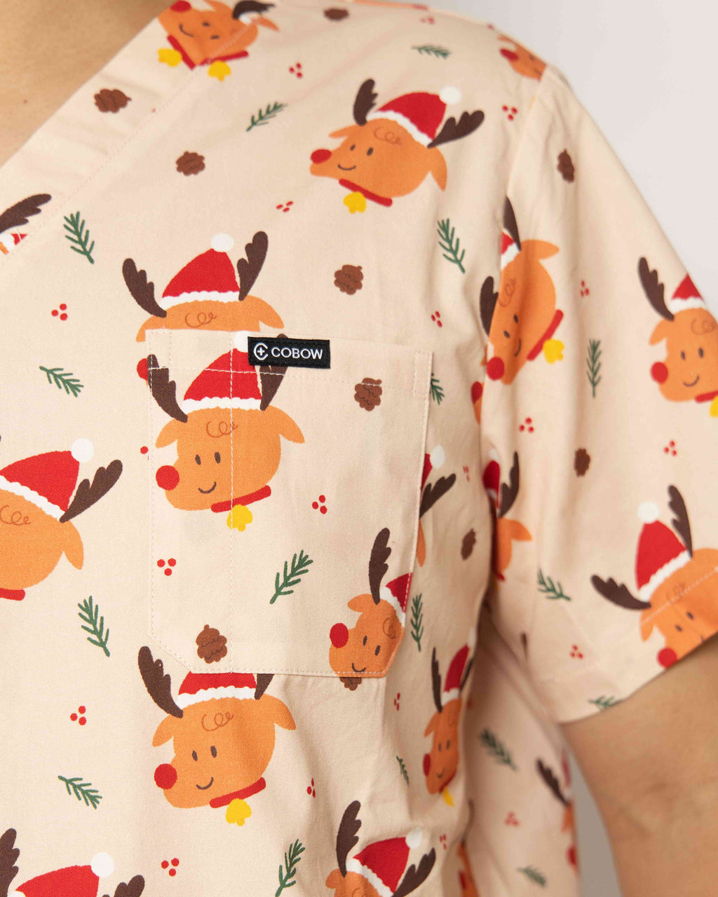 Reindeer Party Scrub Top